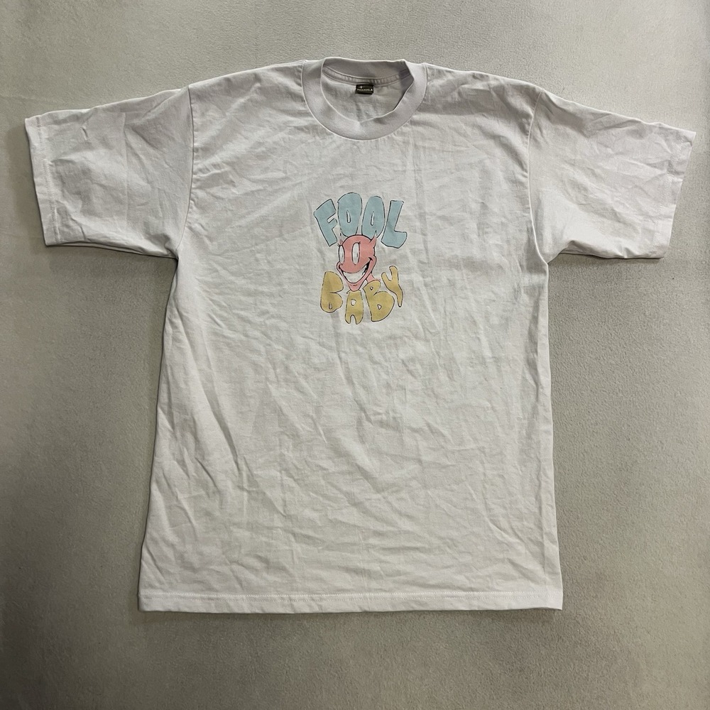 Wunderworld Aries Fool Baby White T-Shirt Size Large Pink Blue Yellow Logo Tee